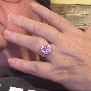 Set of natural kunzite and pink sapphire ring and necklace